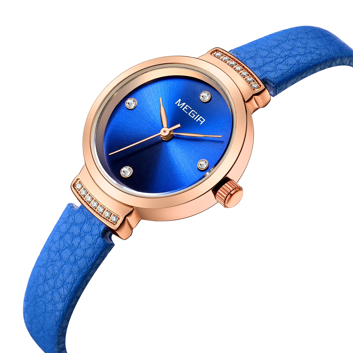 Fashion Megir Top Brand Women Watch Elegant Blue Quartz Watches Lady Leather Small Dress Ladies Watches Female Clock Reloj Mujer