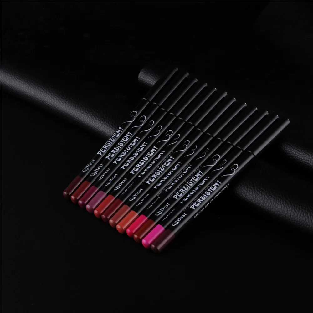 12 Stks/set Professionele Matte Lip Liner Potlood Set Waterdichte Langdurige Glad Natuurlijke Lipliner Pen Make-Up Cosmetische Gereedschap Kit