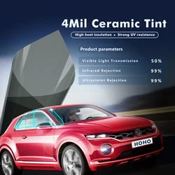 4mil(0.1mm) VLT 50% Nano Ceramic Auto Car Solar Film Window Tint Privacy Glass UV Proof,50cmx500cm