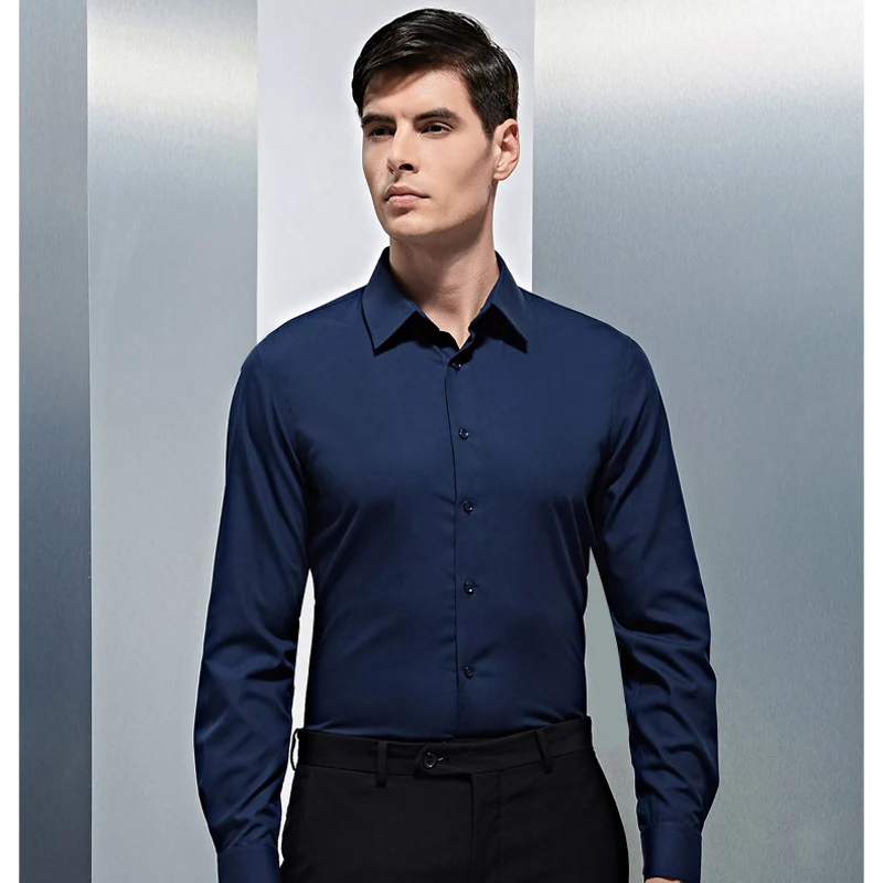 

Men's Fashion High Quality Classic Solid Color Long Sleeve Regular Fit Dress Shirt Formal Business Meeting Suit Shirt for Men