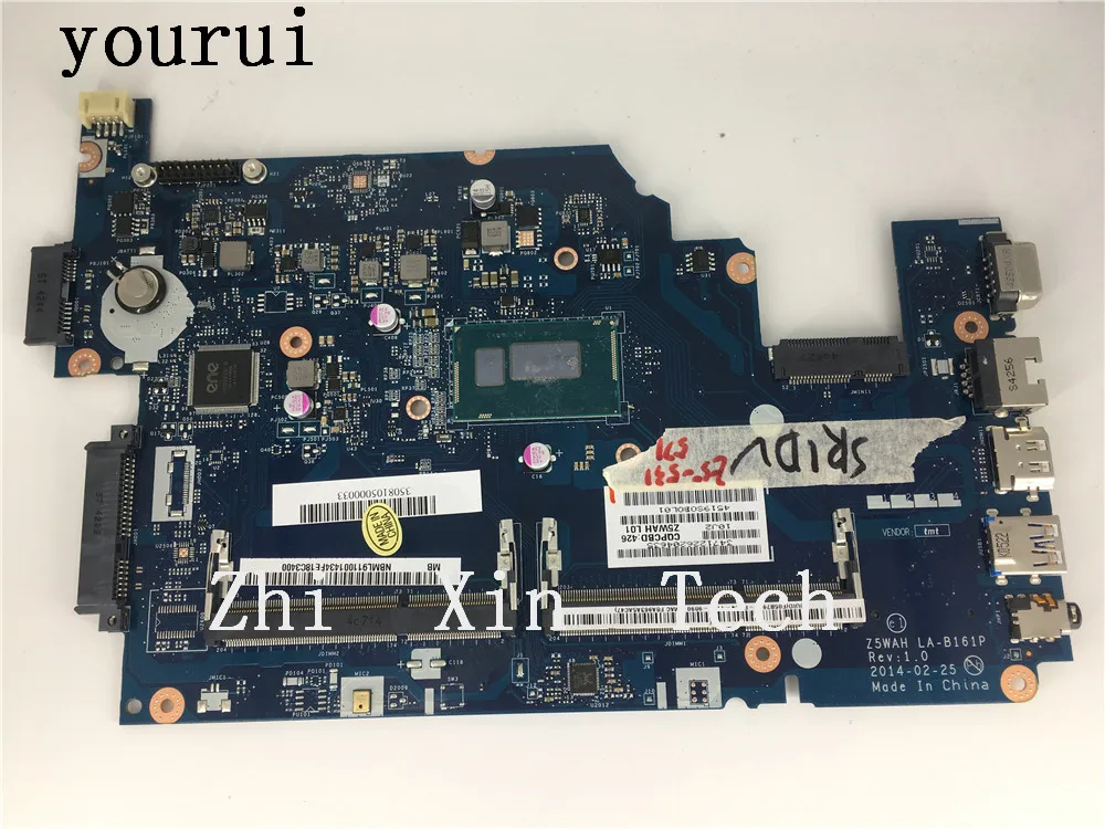 yourui For Acer Aspire E5-571  E5-531 Laptop Mortherboard Z5WAH LA-B161P NBML911001 NB.ML911.001 With 2957u CPU Tested work