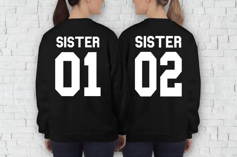 Sugarbaby Sister 01 Sister 02 Best Friend Sweatshirt Best friend gift bff sister gift bff Fashion Jumper Long Sleeve BFF Tops