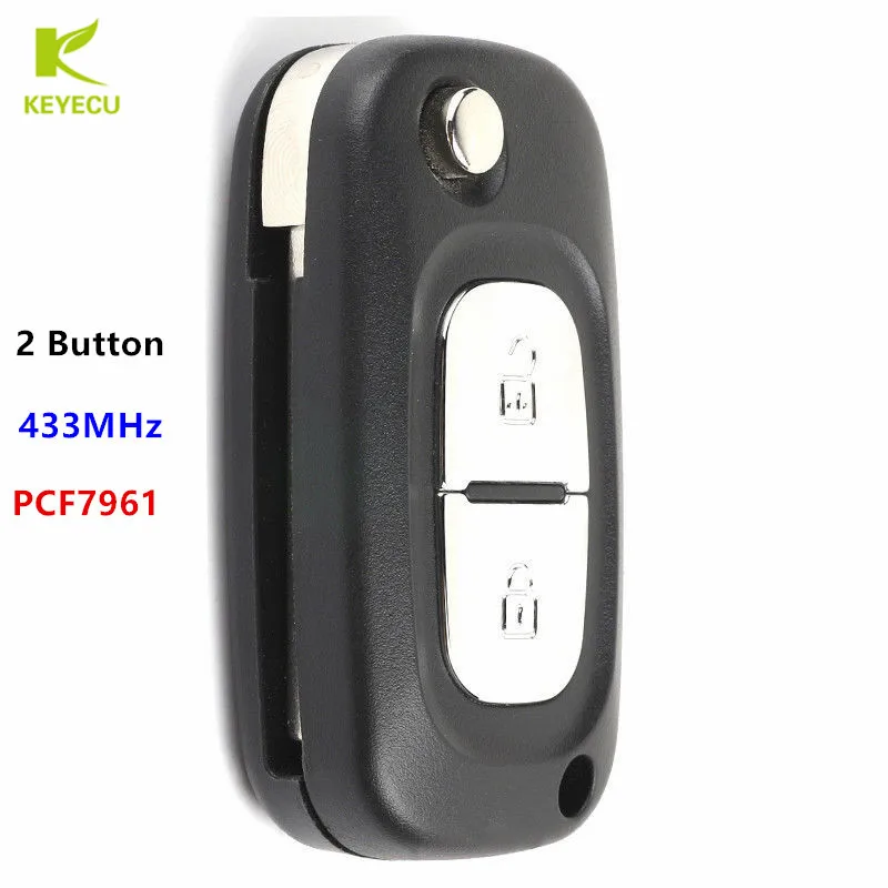 

KEYECU Replacement Flip Remote Key Fob 2 Buttons 433MHz PCF7961 for Renault Clio 3, Kangoo, Master,Twingo, Modus P/N: 1618477A