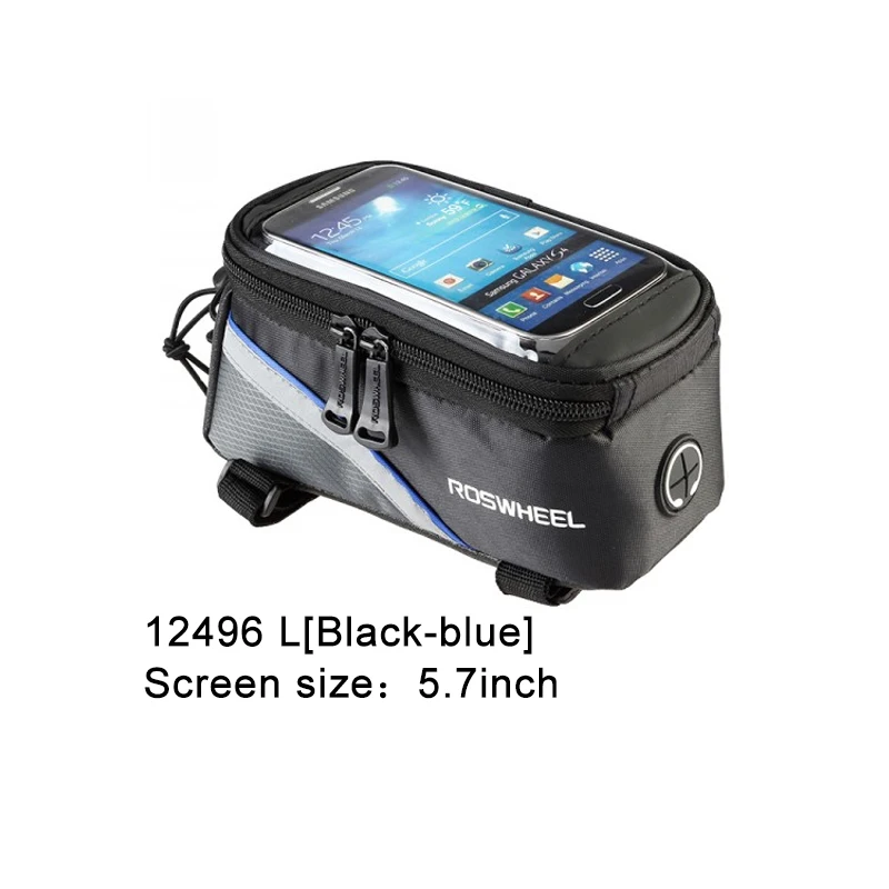 ROSWHEEL Bicycle Bags Frame Front Head Top Tube Waterproof Bike Bags&Double IPouch Cycling For 5.5-6.2 in Cell Phone Touch