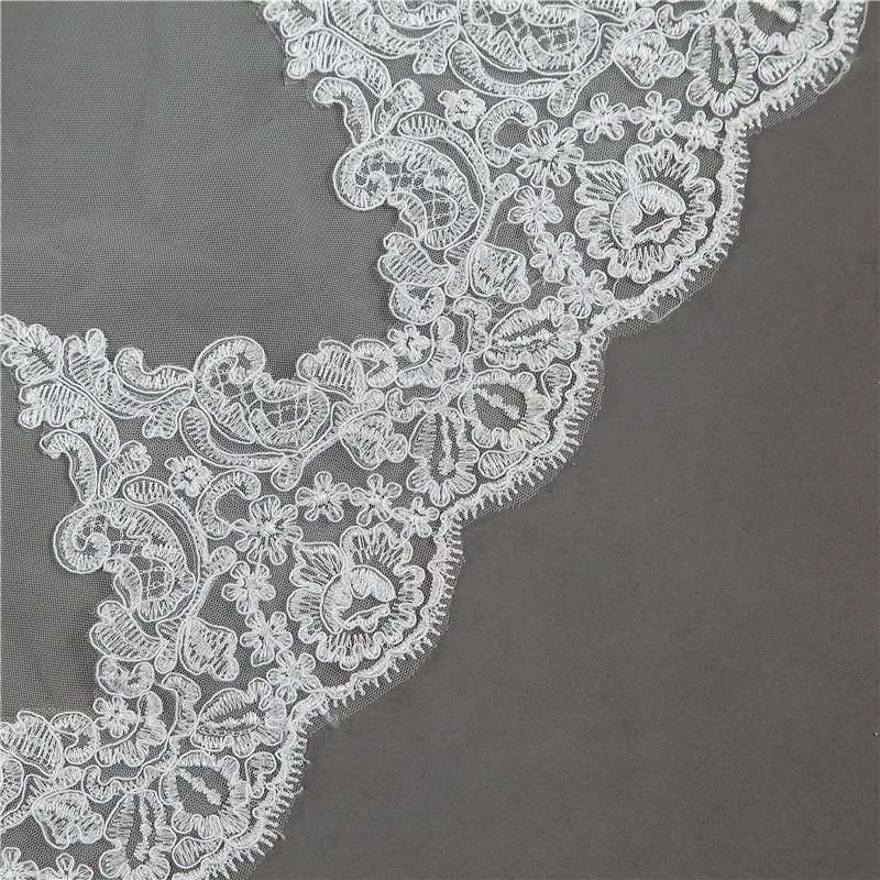 Bridal Veil Long 3.5M Two Layer Lace Edge Wedding Veil with Comb for  Tule Mariage Wedding Accessories