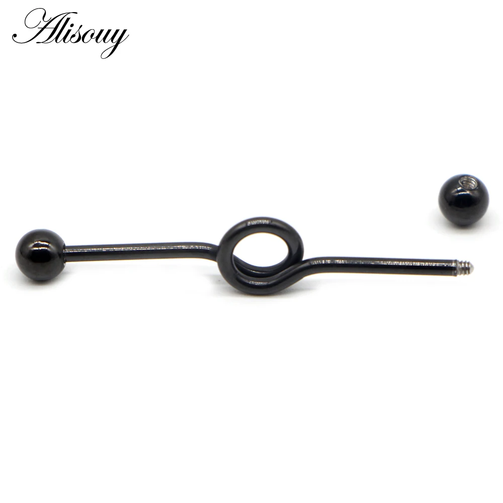 Alisouy 1 PC สแตนเลสสตีลรอบ Gothic EAR STUD กระดูกอ่อนเจาะต่างหูผู้หญิงผู้ชาย Helix อุตสาหกรรม Piercing Body เครื่องประดับ