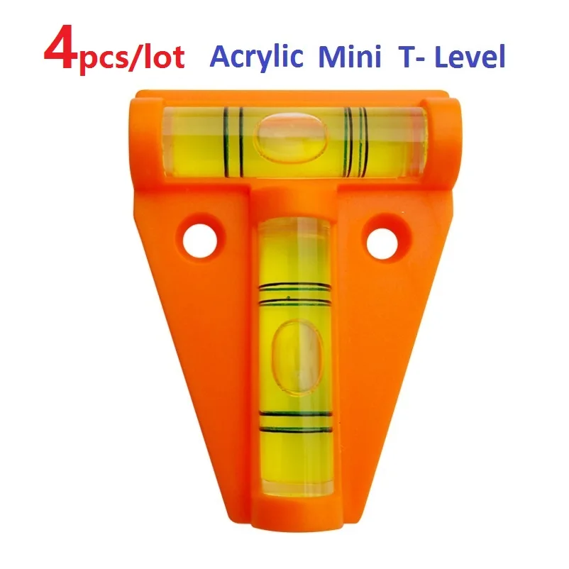 4pcs/lot Orange Acrylic T-Level Tool RV Camper Tralier Motorhome Truck Boat Console Table Measurement Mini Level Bubble