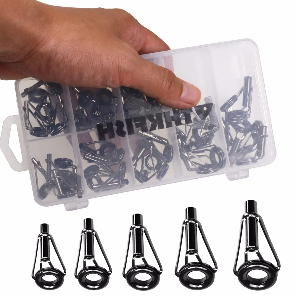 

40pcs Fishing Rod Tip Tops Repair Kit 3mm-5.5mm Double Ceramic Ring Stainless Steel Fishing Rods Tips Top Replacement Set