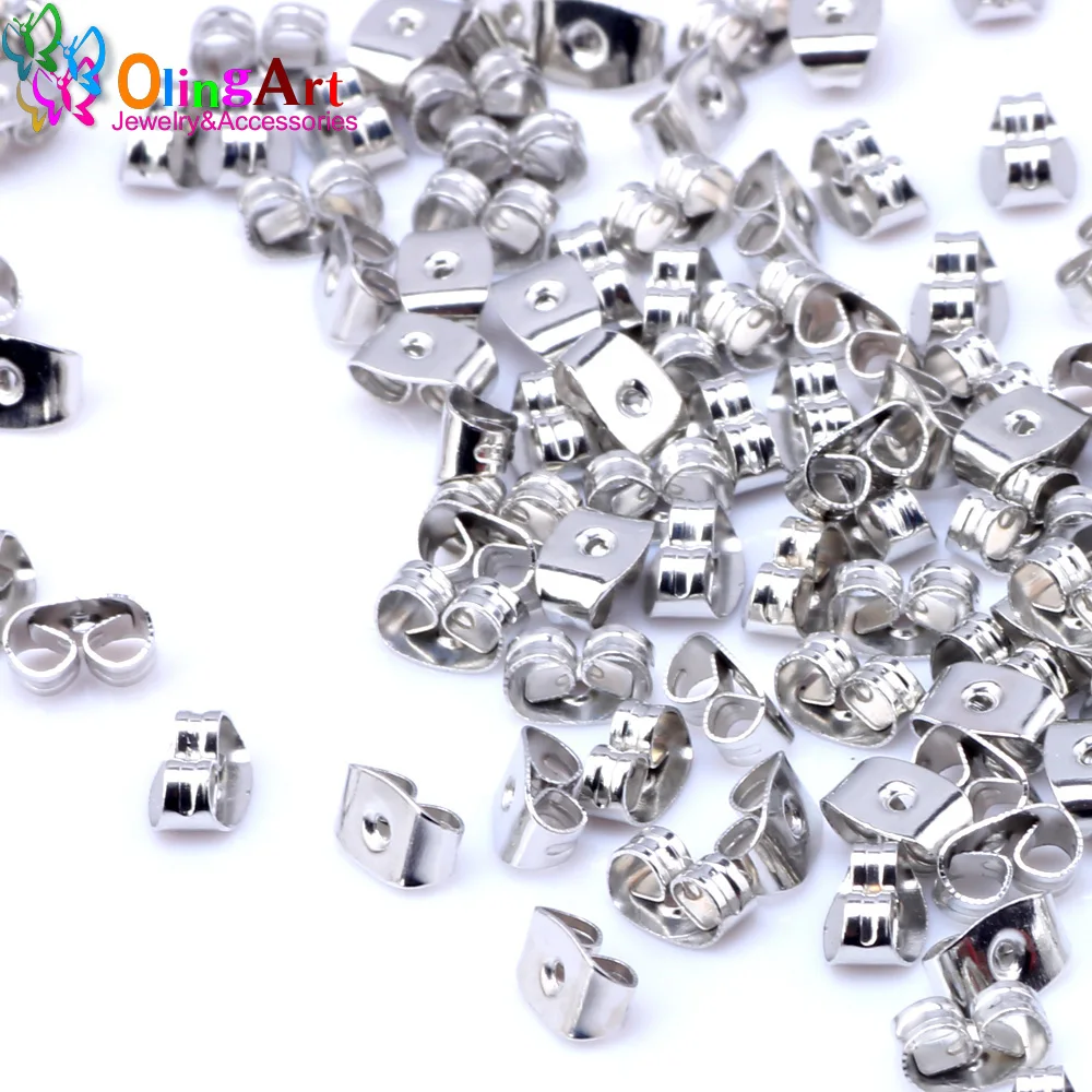 OlingArt 50pcs/lot accessories for butterfly earrings DIY Jewelry making 4*6MM No nickel environmental protection NEW