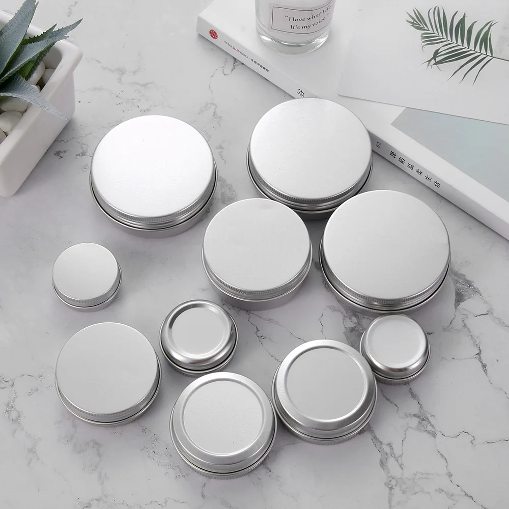 10/15/30/50/60ml Empty Aluminum Jars Refillable Cosmetic Pot Jar Upper Ointment Cream Sample Canisters Cap Makeup Oil Wax Box