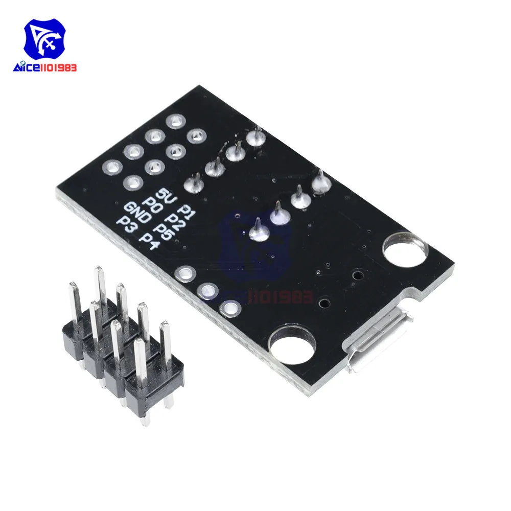 Programmer Pluggable Development Board for ATTINY13A ATTINY25 ATTINY45 ATTINY85 Micro USB Power Connector Module