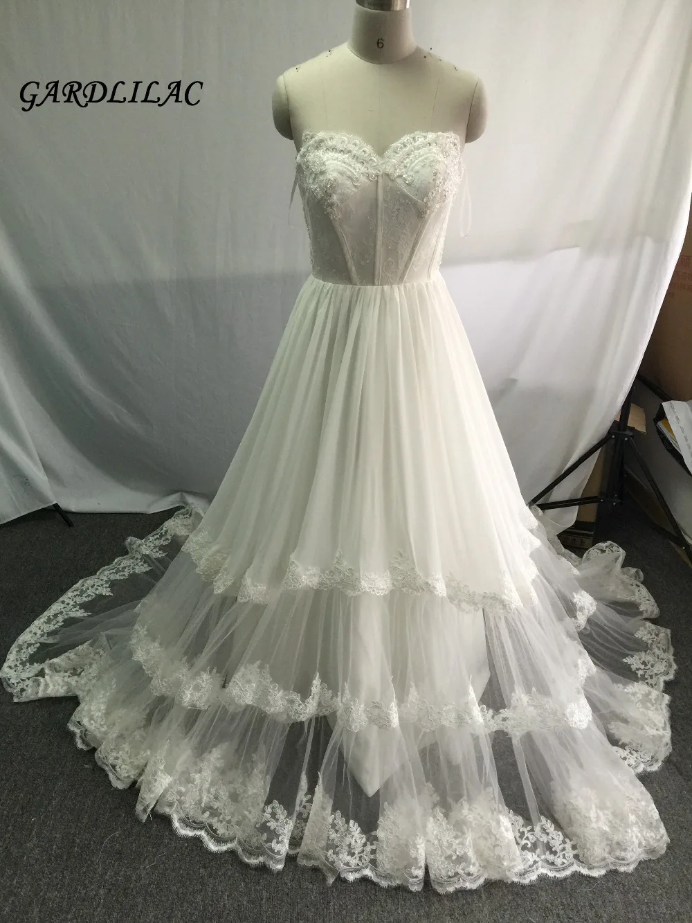 Nuove immagini reali abito da sposa a trapezio pizzo Vintage Plus Size abiti da sposa in pizzo 2019 Vestido de noiva