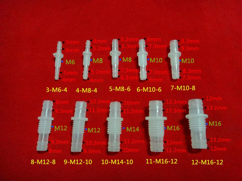 3-M6-4 pipe ftting,plastic connector,hose coupling,adaptor 100pcs