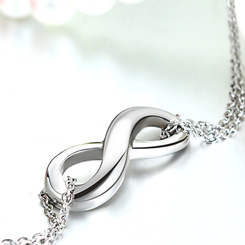 BONISKISS 316L Couple Lover Stainless Steel Infinity Bracelet Charm Bracelets with Gift Bag Silver Color  Bangle Jewelry Bijoux