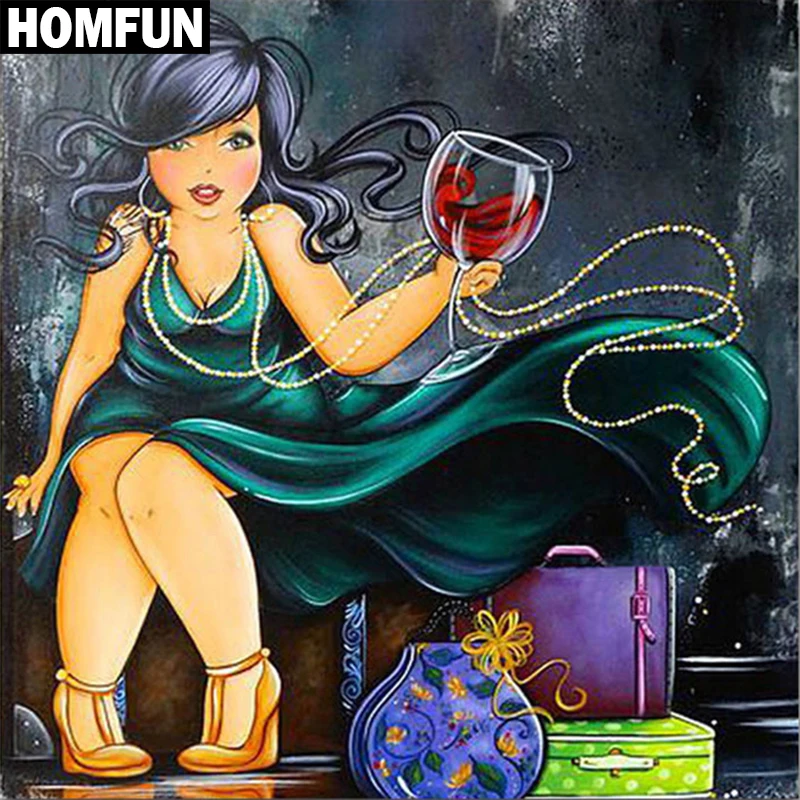 

HOMFUN Full Square/Round Drill 5D DIY Diamond Painting "Fat woman" Embroidery Cross Stitch 3D Home Decor Gift A06327