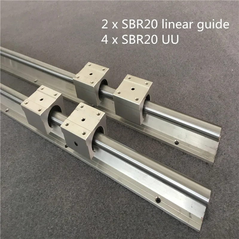 

2Set SBR20 300 400 500 600 800 1000 1200 1300 1500mm Fully Supported Linear Rail Slide Shaft Rod With 4Pcs SBR12UU Bearing Block