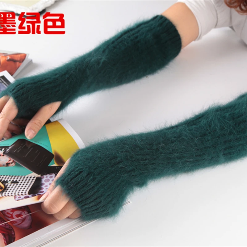 Long Hair Mink Velvet Thickening Arm Set Of Women And a Half Fingers Refers To The Long section Gloves Winter Warm Leave Sleeves