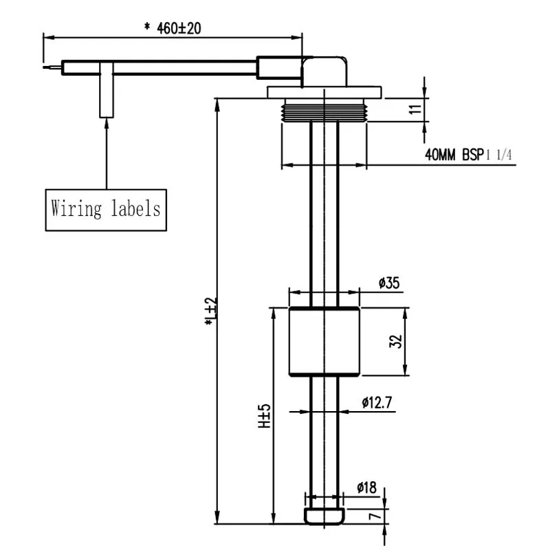 100mm-1500mm C3 liquid level sensor Rain water tank refit Add screw thread 40mm oil float screw thread Water float tank sensor