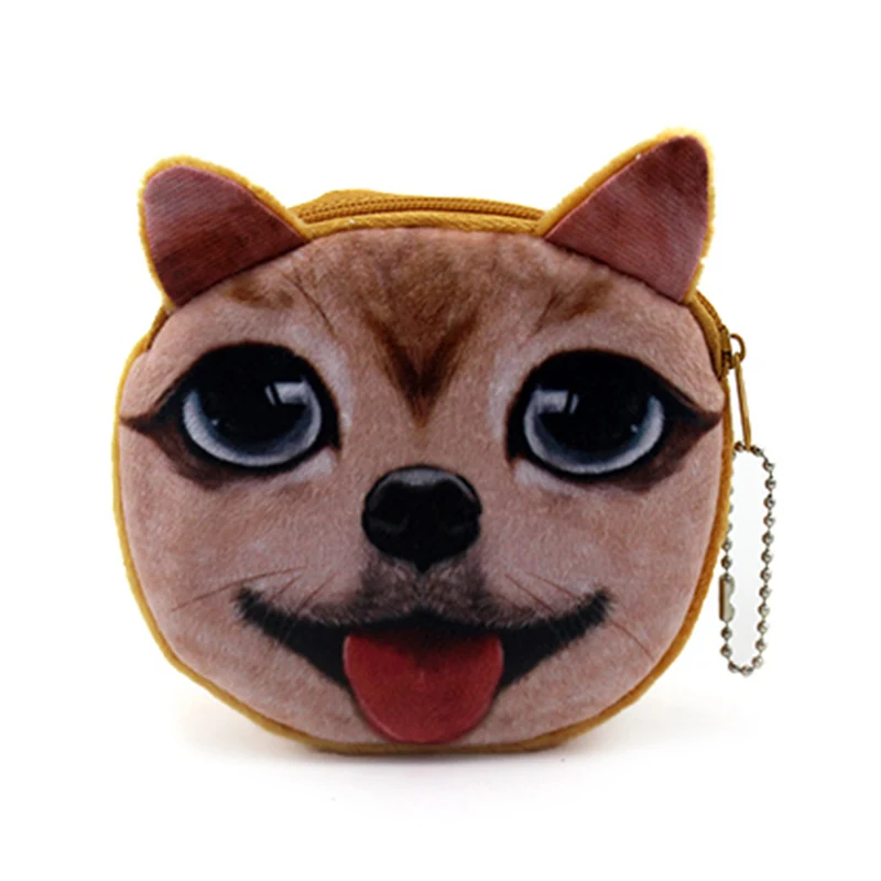 Cartoon 3D Pug Face Zipper Case Mini Children Coin Bags Women Storage Pouch Cute Cat Dog Wallets Kids Coin Purses For Gifts