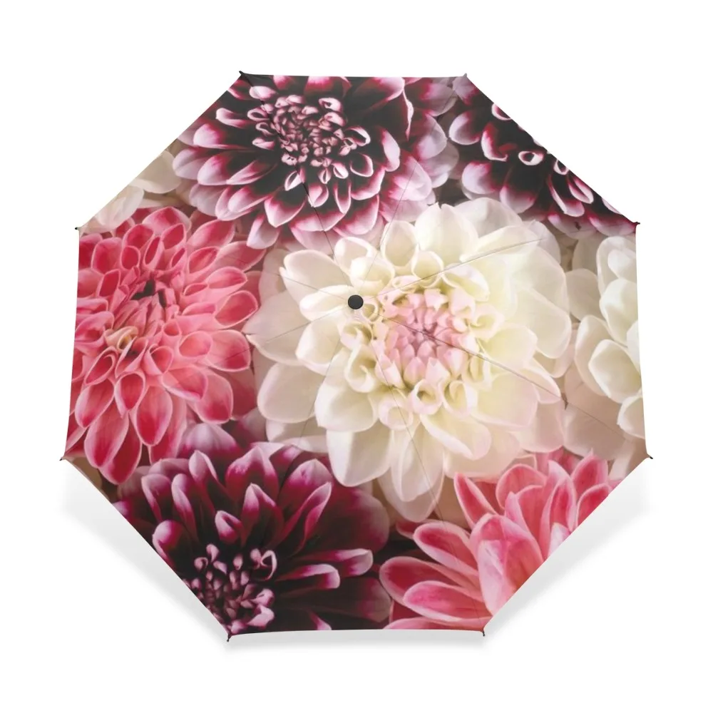 Beautiful Flower Printed Umbrella Rain Women Automatic Umbrella Three Folding Sun Protection Umbrella Male Portable Parasol