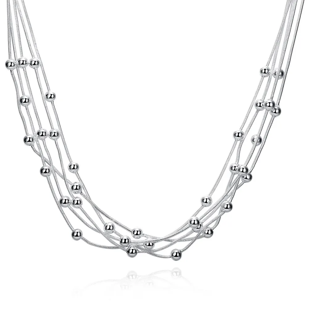 Five Line Snake Chain Light Beads Necklaces Necklaces & Pendants for Women Silver Plated Fashion Choker Chains Jewelry Xmas Gift