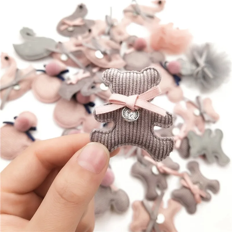 10pcs/lot Multi style Bear Padded Appliques for Children Headwear Hair clip Accessories and Garment Accessories