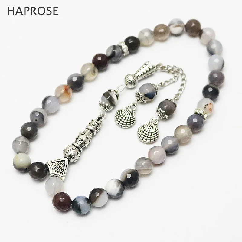 Fashion bracelet section agate bracelet Oval 33 beads Islamic Muslim Tasbih Allah Rosary Natural agate tassel free shipping