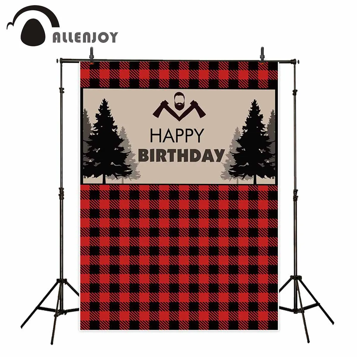 Allenjoy photography backdrop buffalo plaid lumberjack christmas party studio background photocall photo shoot prop photobooth