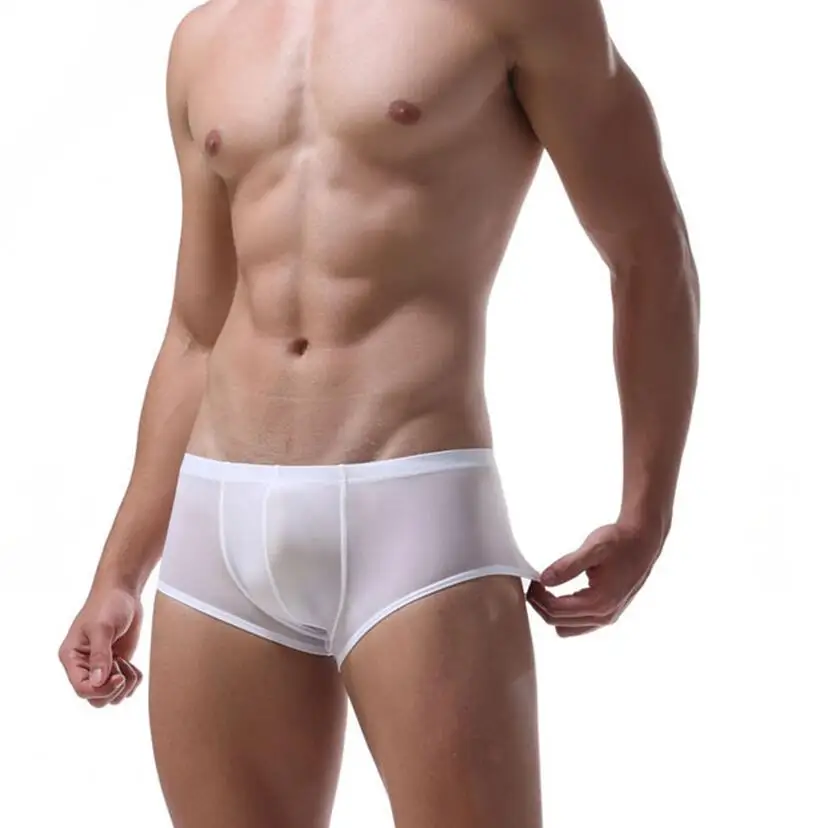 3Pcs/lot  Top Fashion Rushed Polyester Solid Boxers Men Underwear Silky Sexy Comfortable Soft Boxer Cuecas Underpants