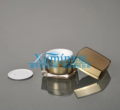 Capacity 30g gold acrylic square shape cream jar,cream plastic gold square Cosmetic Jar,Cosmetic Packaging