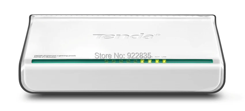 Tenda D820B High Speed DSL Internet Modem ADSL 2+ with 1-Port Switch with 1 ethernet cable, 1 ADSL Splitter, 2 Telephone Lines