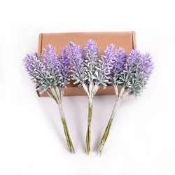 Mini flores de lavanda artificiales, decoración para el hogar, álbum de recortes, caja de regalo, hecho a mano, Navidad, boda, 6 unidades por lote