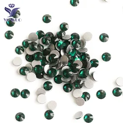 YANRUO 2058NoHF Emerald FlatBack No Glue On Strass Glass Rhinestones Non Hot Fix Crystal Green Stones For Clothes