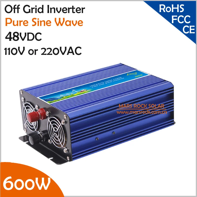 

600W 48VDC Off Grid Inverter, Pure Sine Wave Inverter for 110VAC or 220VAC appliances in Solar or Wind System, Surge Power 1200W