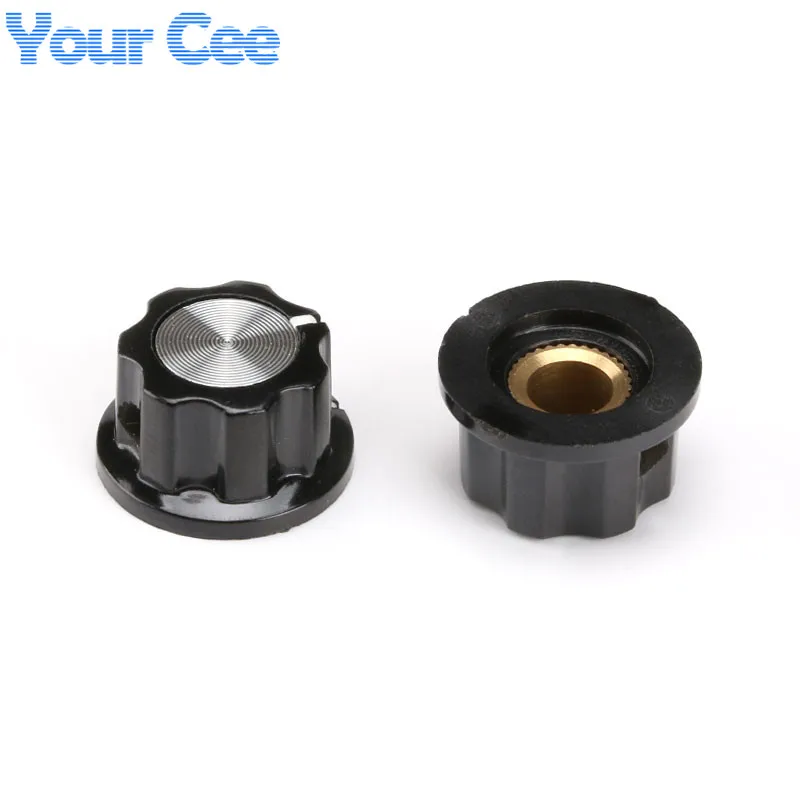 50pcs Skirted Knob A01 For Standard Pots Black Diameter 20mm Height 11mm Hole Diameter 6mm For Potentiometer