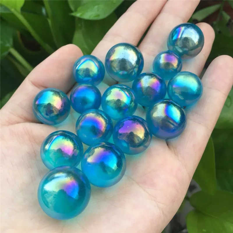 

natural quartz crystal electroplating rainbow aura ball fengShui for Home Decorative