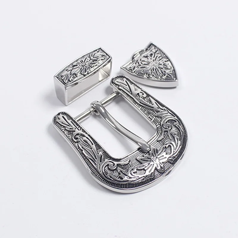 3parts/set 26mm Retro carved Antique Nickel Belt Buckle DIY accessories leather craft for women\'s Mens Jeans Cowboy Style