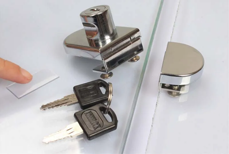 

1PCS Double Glass Cabinet Lock Double Door Single Open Wine Cabinet Lock for 5-8mm / 0.2''-0.31'' Showcase Mall Display No Drill