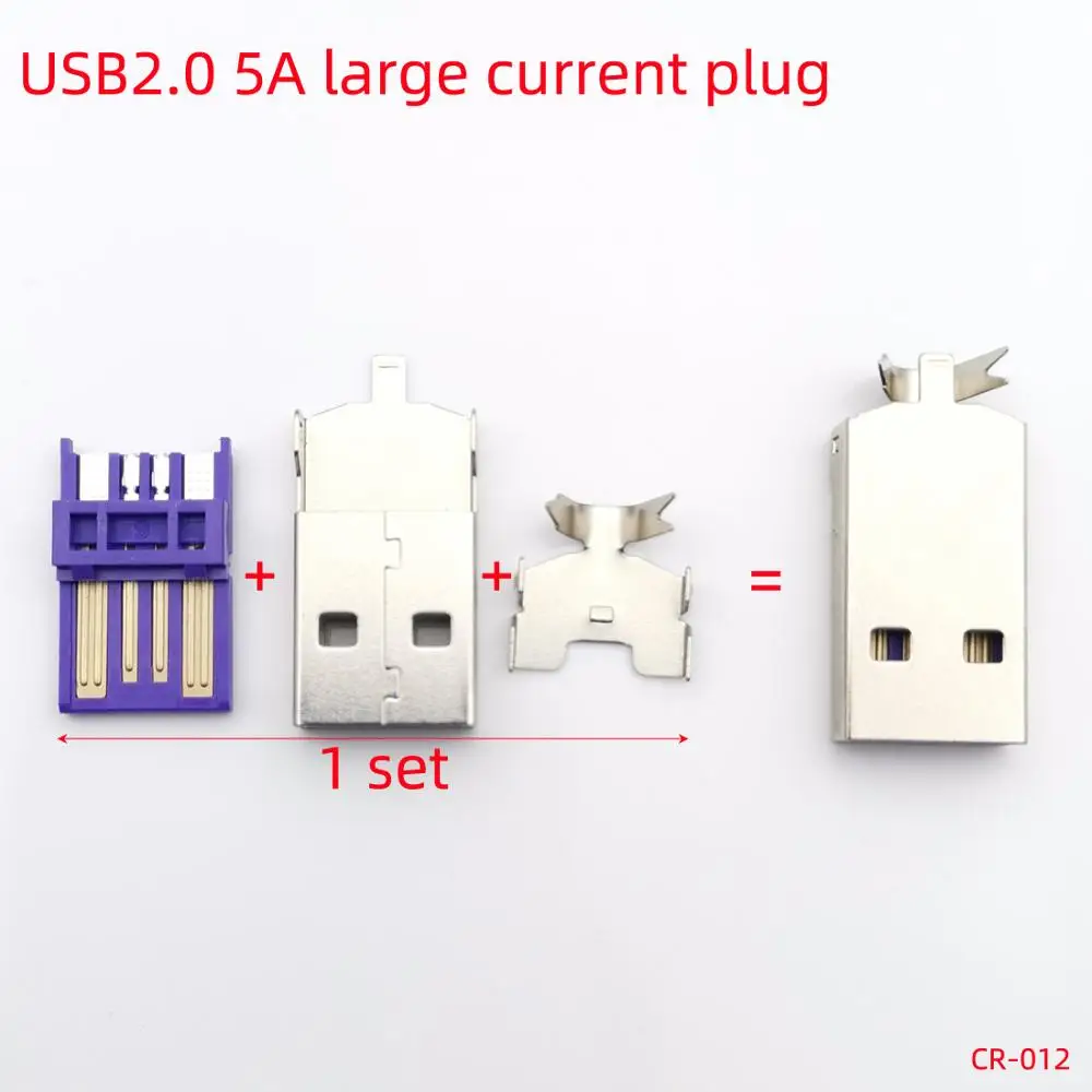 5-15set Welded Wire Connector With case USB 2.0 jack Type-A USB 3.0 Male Plug 2A/5A large current Connection adapter accessories