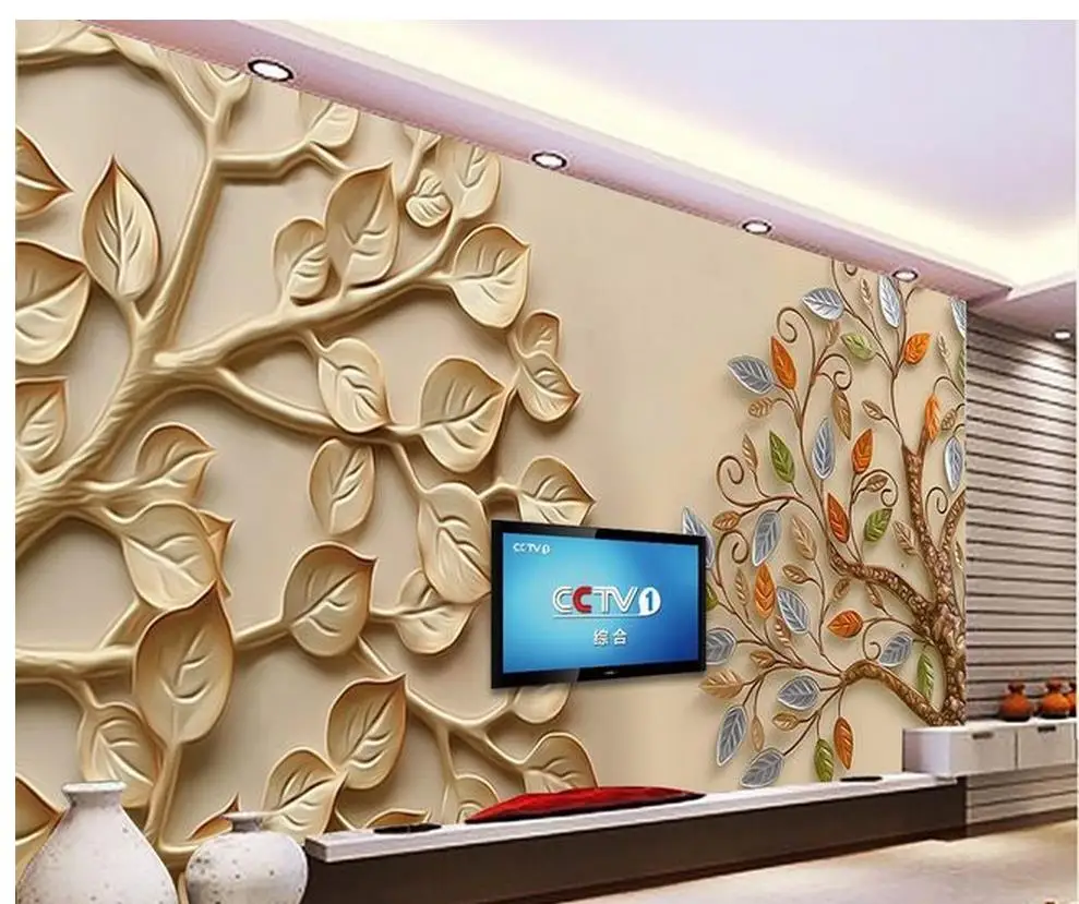 3d customized wallpaper custom 3d wallpaper Leaves reliefs jade carving background wall murals living 3d wallpaper