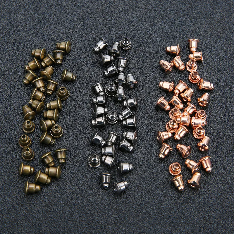 ACLOVEX 100pcs/lot Metal Alloy Ear Earring Back Earring Stopper Plugs Blocked Earrings Findings Accessories Diy Jewelry Making