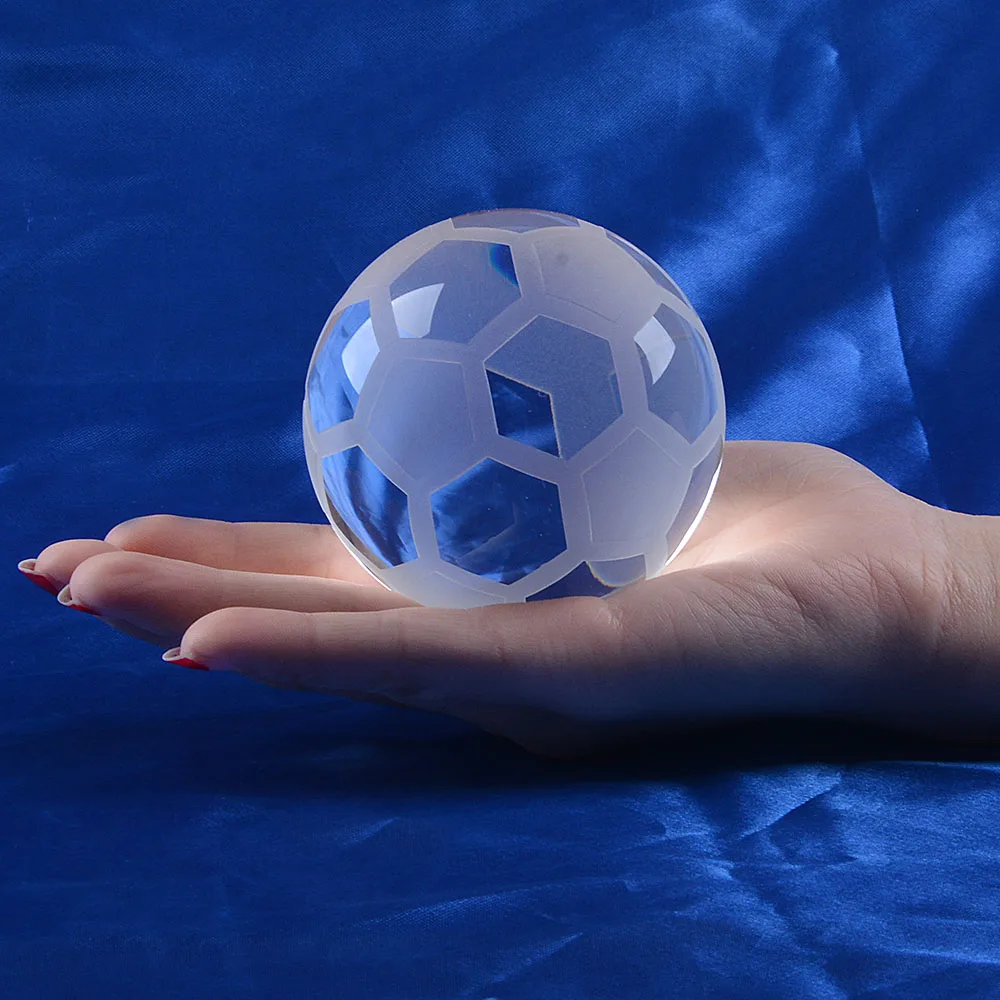 40/50/60/70/80MM Clear Crystal Football Sphere Meditation Paperweight Football Shape Glass Ball Fengshui Decoration
