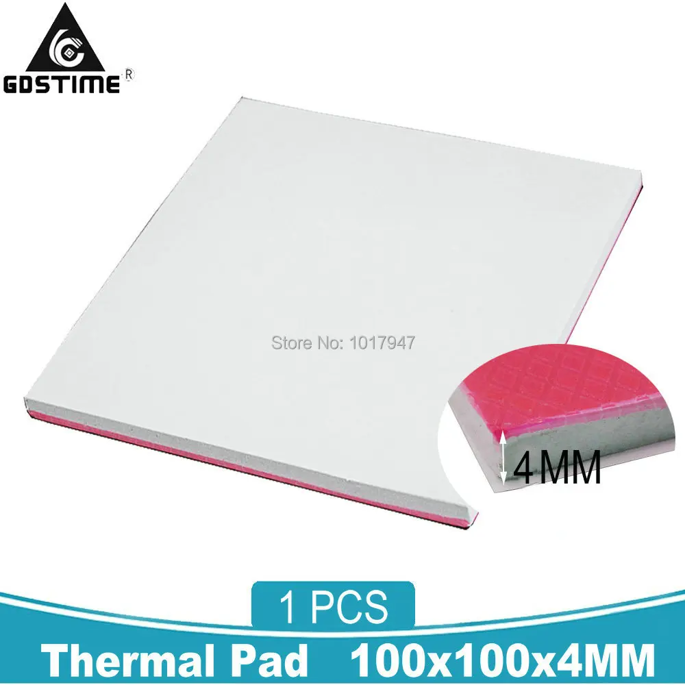 1 pieces 100 x 100 x 4mm White Silicone Conductive Compound Heatsink Thermal Pad