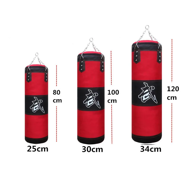 

80cm 100cm 120cm Empty Boxing Sand Bag Hanging Kick Sandbag Boxing Training Fight Karate Sandbag Setwith Gloves Wrist Guard