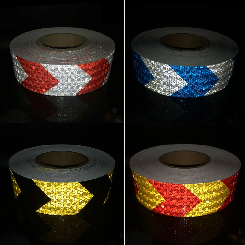 Adesivos refletivos para bicicleta, 5cm x 5m, fita adesiva para segurança da bicicleta, branco, vermelho, amarelo, azul, acessórios de bicicleta