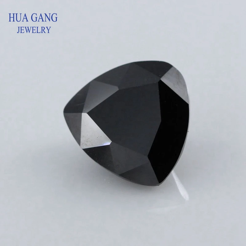 5A Black Trillion Shape Cubic Zirconia Brilliant Cut Loose CZ Stone Synthetic Gems Beads For Jewelry Size 3x3-12x12mm