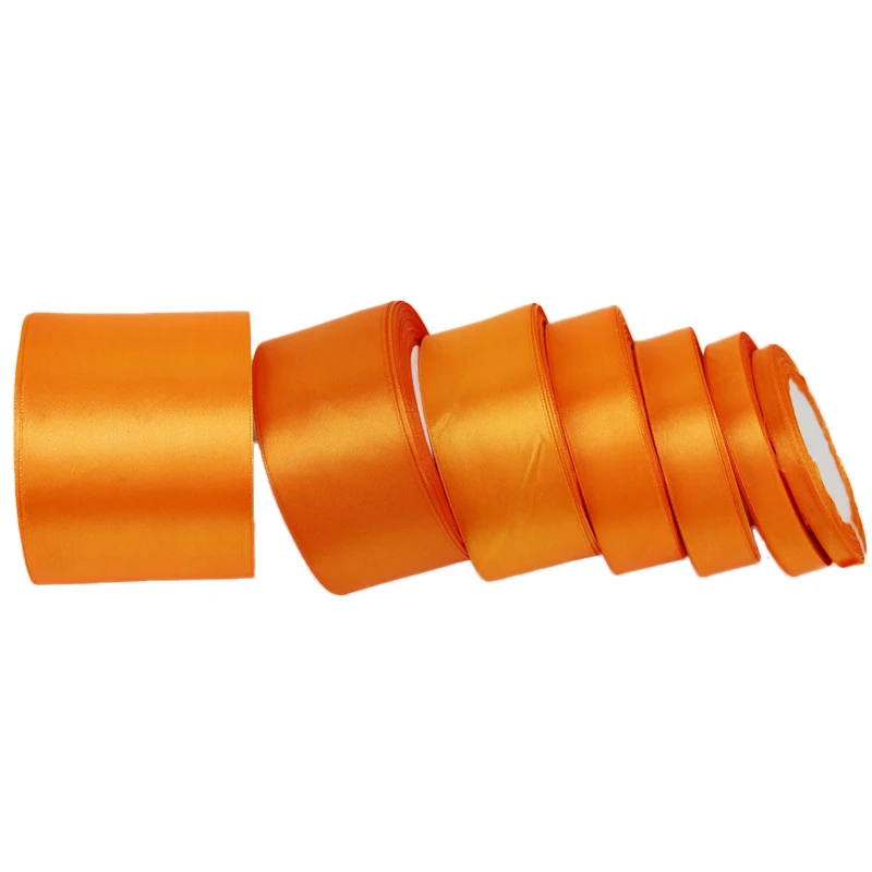 (25 yards/roll) Orange Single Face Satin Ribbon Gift Wrapping Christmas ribbons Wholesale