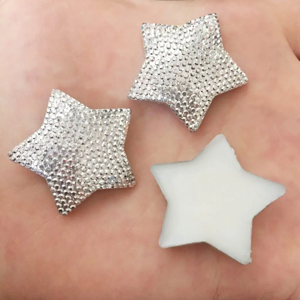 Size 16mm / 30mm Resin Shiny silver star Flat back stone gem scrapbook DIY Wedding applique ornament Crafts SF565-566