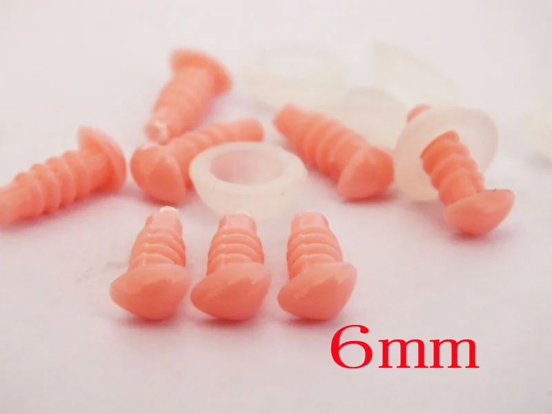 

Free Shipping!! 6mm Safety Noses Doll Noses Toy Noses - pink - 60 pcs