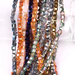 98pcs/lot Crystals For Needlework Square Beads 6MM Faceted Loose Glass Beads For Making DIY Earrings Necklace Bracelet